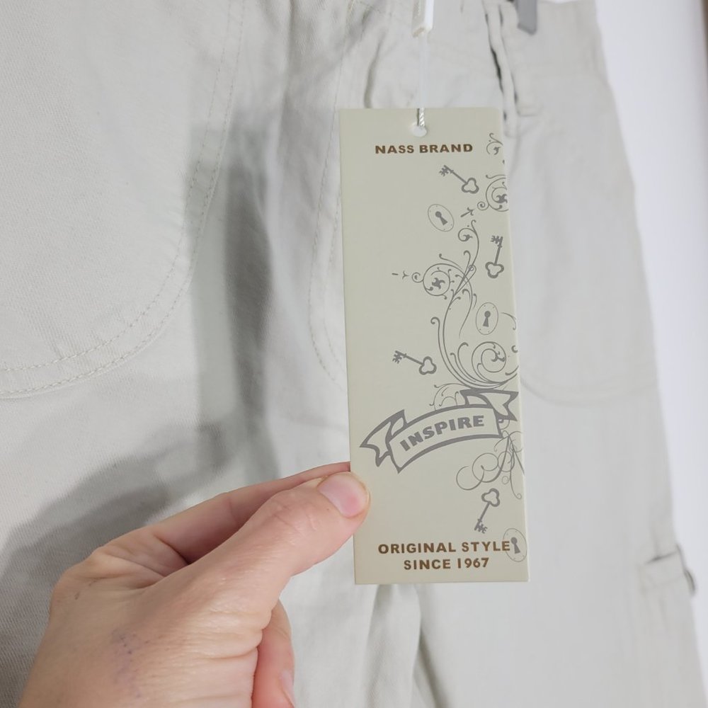 NASS Men NEW Tan 100% Cotton Casual Flat Front Cargo Shorts Pockets Zip 16 NWT - Picture 2 of 13